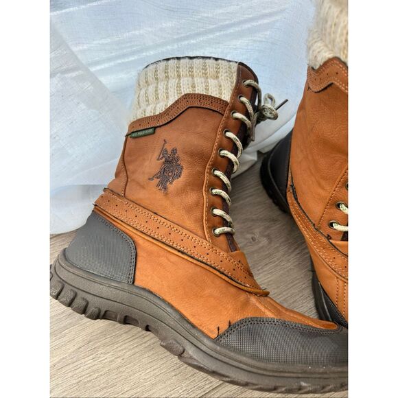 Polo Ralph Lauren Women's Ripple Winter Boots Size 8 brown w knitted top winter - Picture 2 of 6